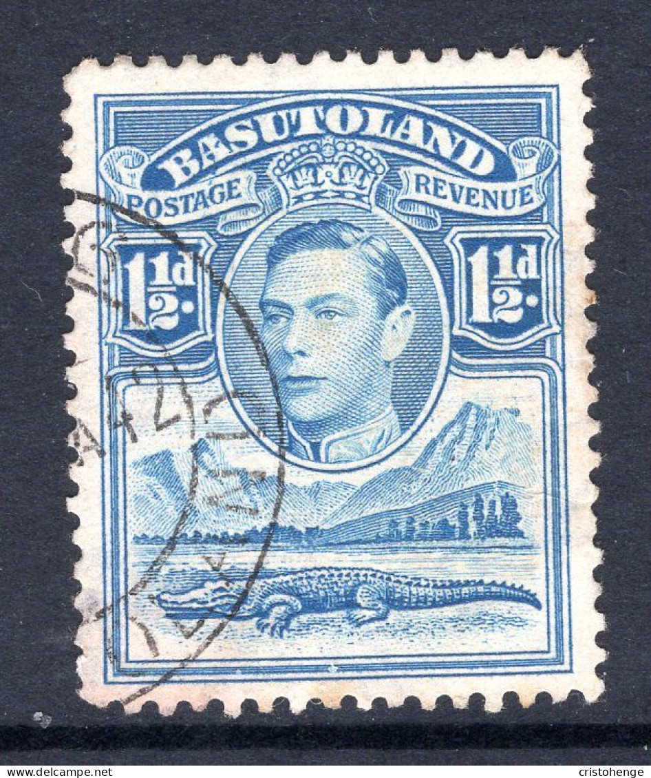 Basutoland 1938 KGVI Crocodile & Mountains - 1½d Light Blue Used (SG 20) - 1933-1964 Kronenkolonie