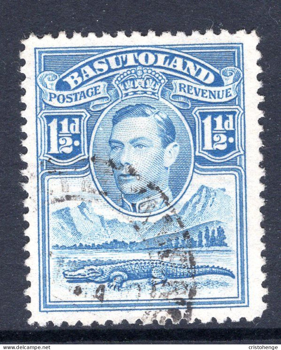 Basutoland 1938 KGVI Crocodile & Mountains - 1½d Light Blue Used (SG 20) - 1933-1964 Crown Colony