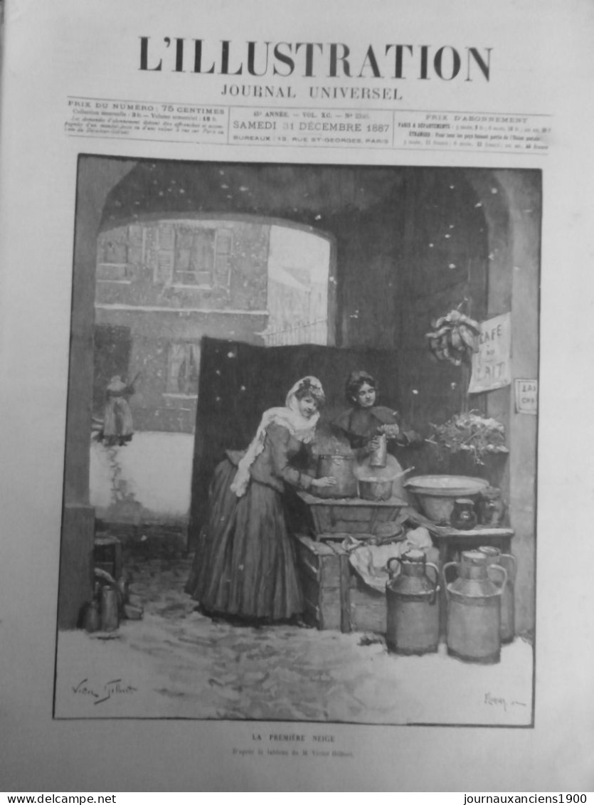 1887 NOEL PREMIERES NEIGES FROID PREPARATION BOISSON CHAUDE 1 JOURNAL ANCIEN - Non Classés