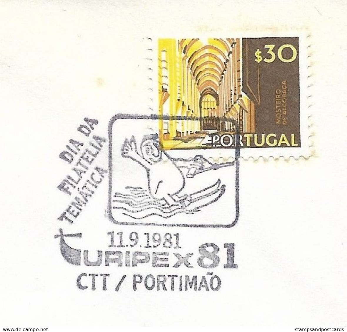 Portugal Cachet Commémoratif Ski Nautique Expo Philatelique Portimão Algarve 1981 Stamp Expo Water Skiing Event Pmk - Ski Nautique