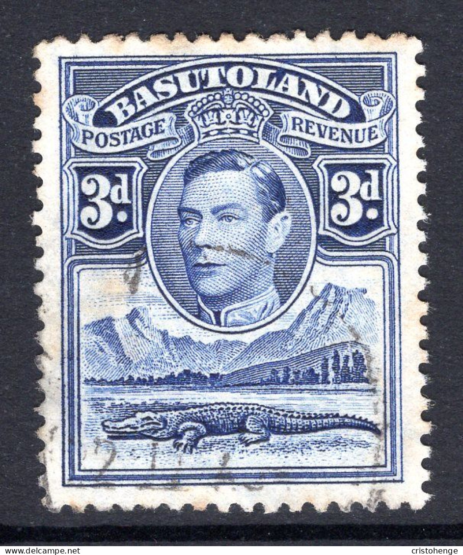 Basutoland 1938 KGVI Crocodile & Mountains - 3d Bright Blue Used (SG 22) - 1933-1964 Kronenkolonie