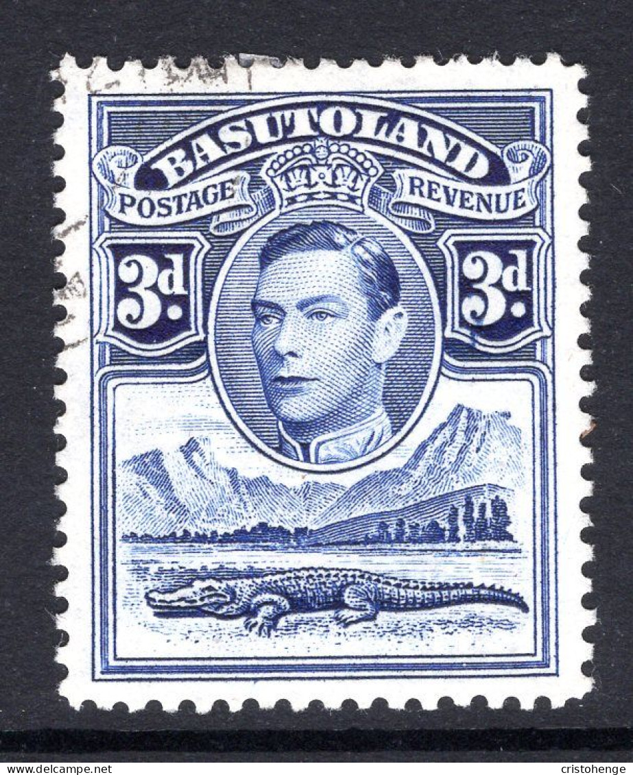 Basutoland 1938 KGVI Crocodile & Mountains - 3d Bright Blue Used (SG 22) - 1933-1964 Kolonie Van De Kroon