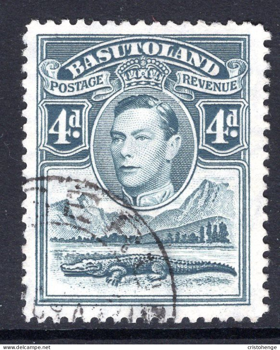 Basutoland 1938 KGVI Crocodile & Mountains - 4d Grey Used (SG 23) - 1933-1964 Kolonie Van De Kroon