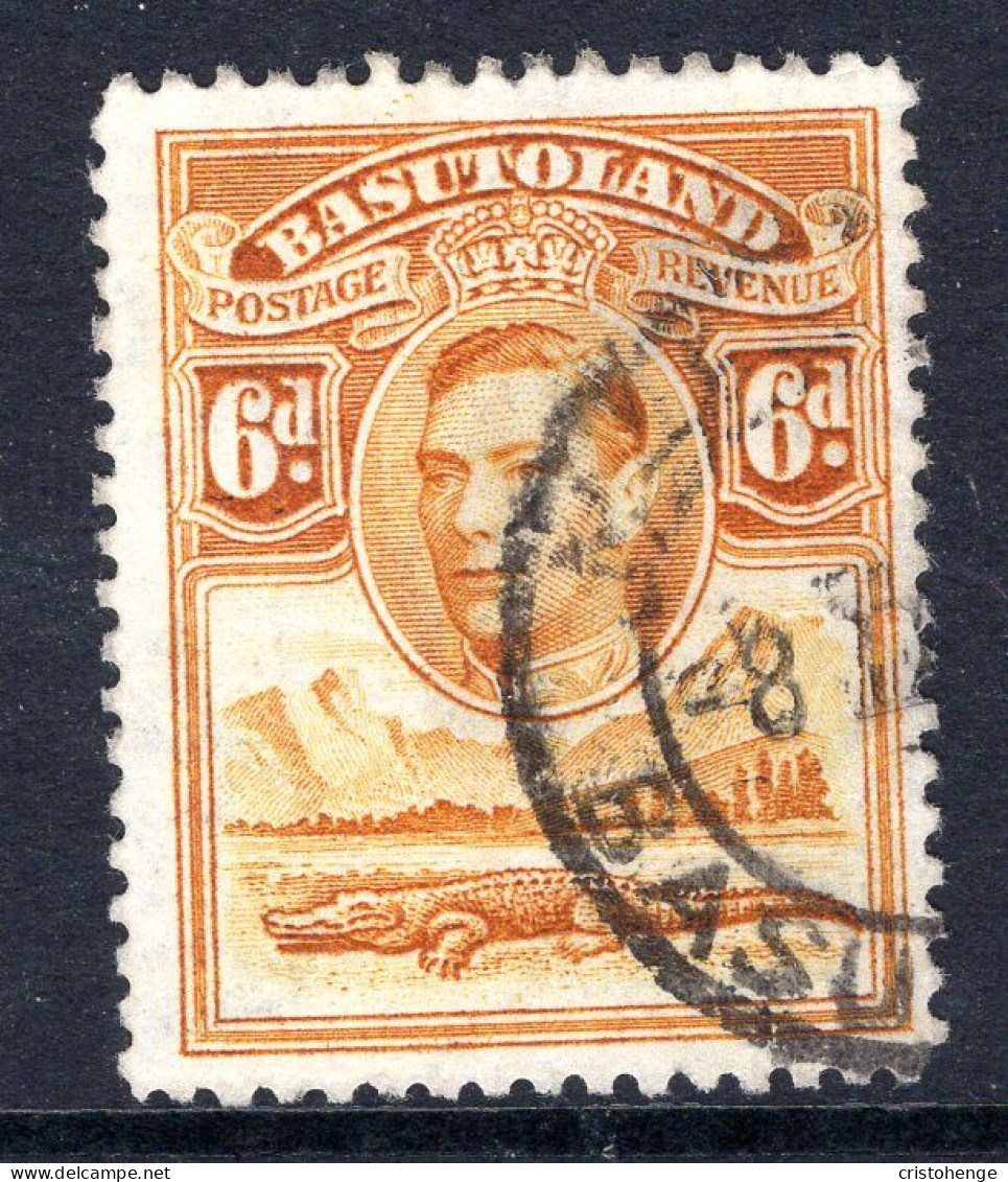 Basutoland 1938 KGVI Crocodile & Mountains - 6d Orange-yellow Used (SG 24) - 1933-1964 Crown Colony