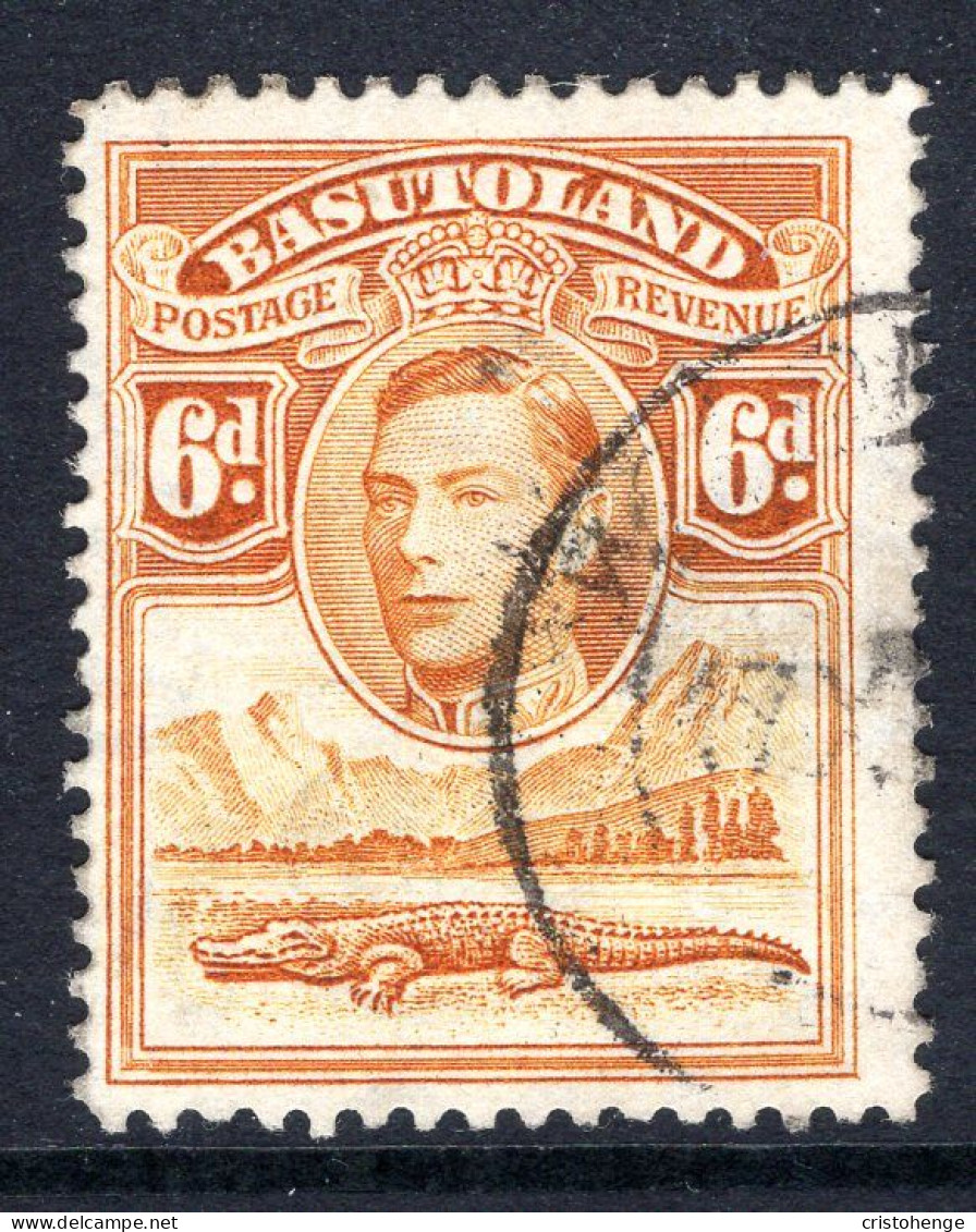 Basutoland 1938 KGVI Crocodile & Mountains - 6d Orange-yellow Used (SG 24) - 1933-1964 Colonia Británica