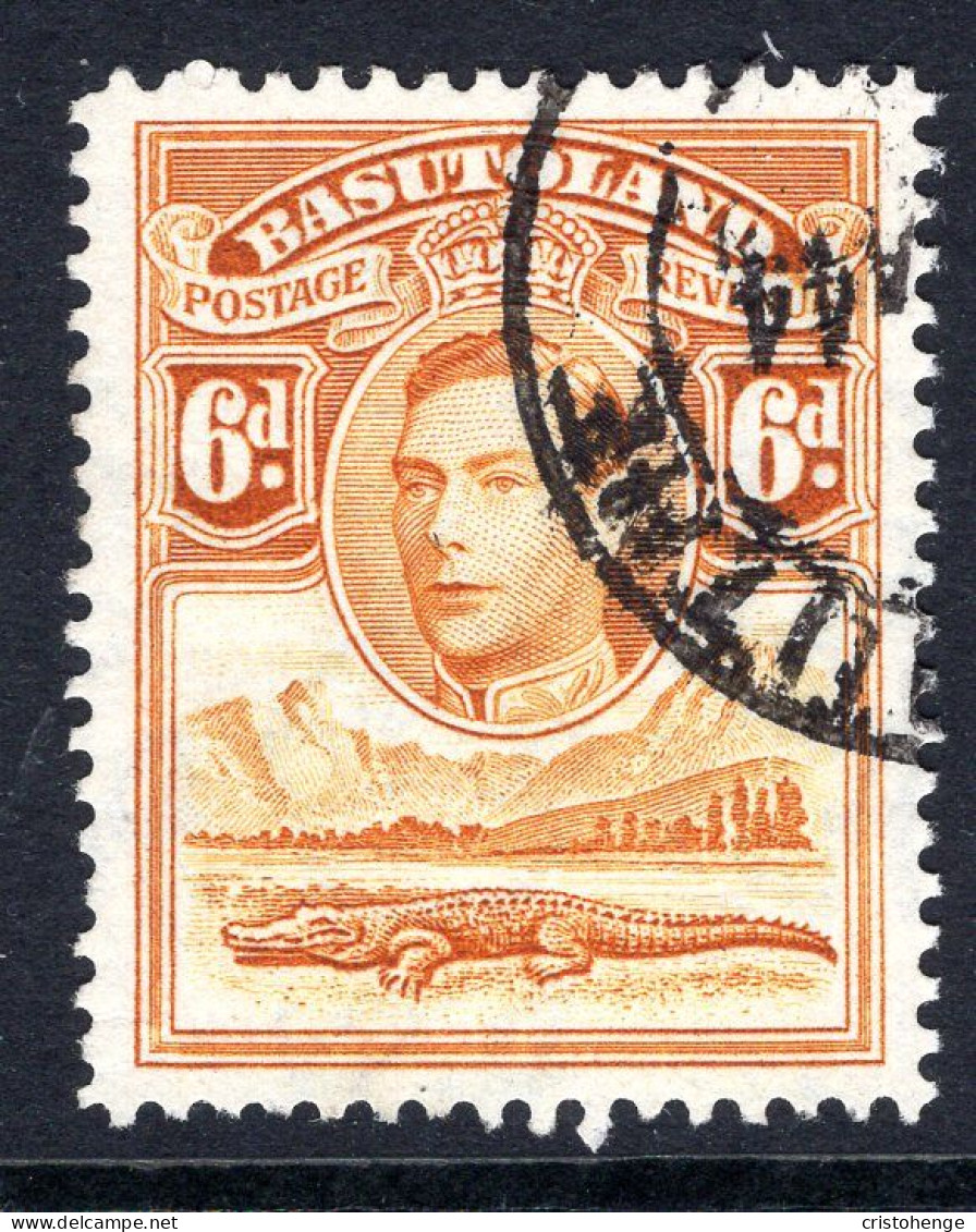 Basutoland 1938 KGVI Crocodile & Mountains - 6d Orange-yellow Used (SG 24) - 1933-1964 Colonie Britannique