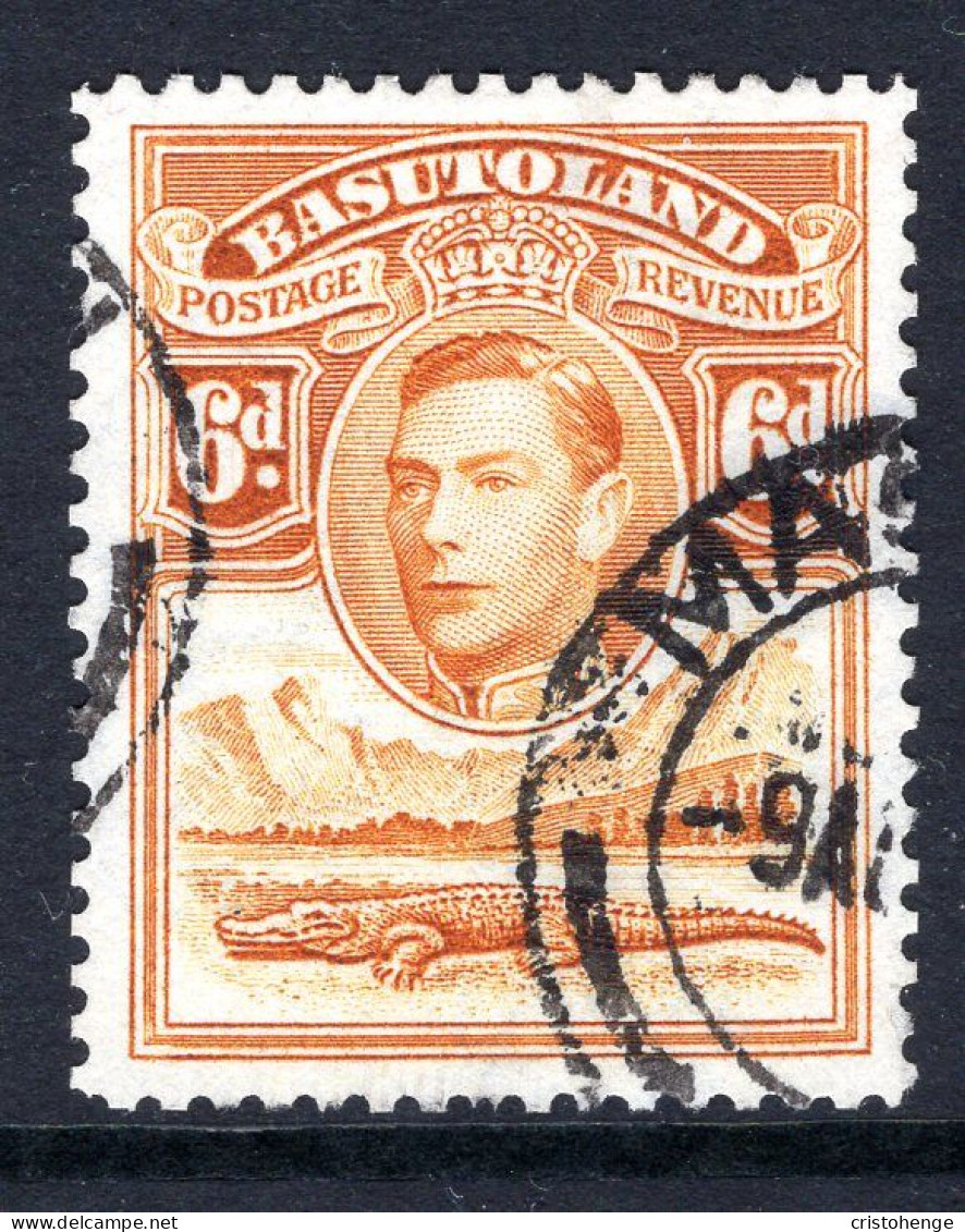 Basutoland 1938 KGVI Crocodile & Mountains - 6d Orange-yellow Used (SG 24) - 1933-1964 Colonie Britannique