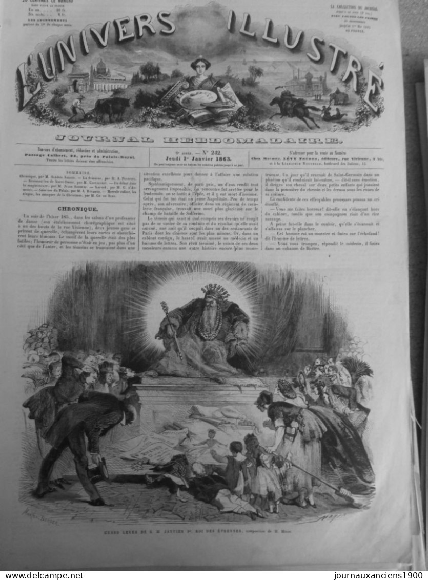 1863 NOEL ROI ETRENNES JANVIER 1 JOURNAL ANCIEN - Sin Clasificación