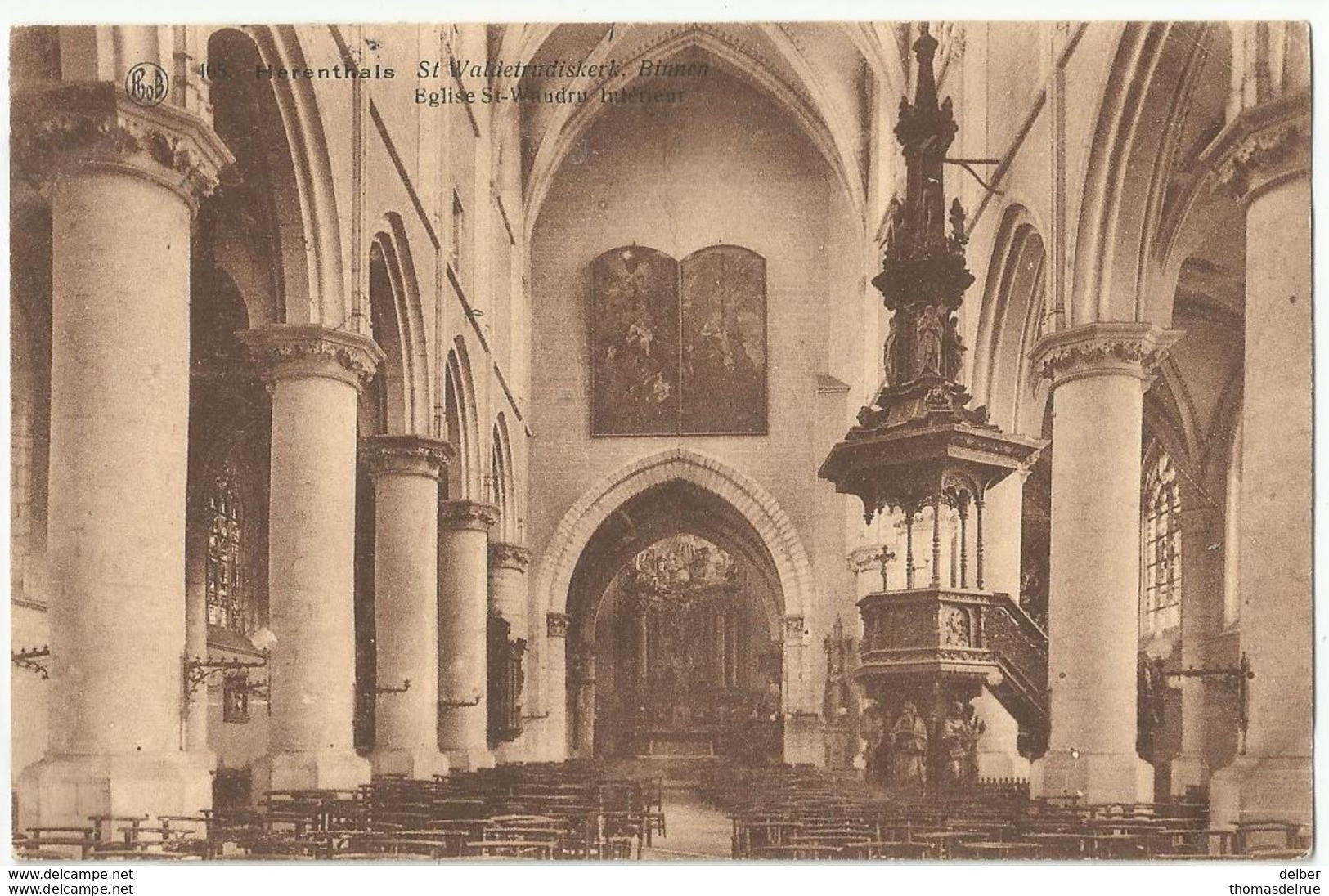 9Dp-819: Bob Herenthals St Waldetrudiskerk Binnen / Eglise  Waudru Intérieur > Antwerpen 1921 - Herentals