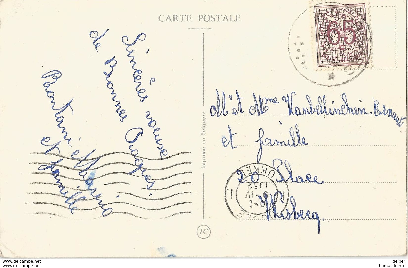 5Pk-227/ N°856: ☼BIERGES☼ : Sterstempel > Wisbecq + 1 UCLE 1 UKKEL -vlag / Joyeuses Pâques - 1951-1975 León Heráldico