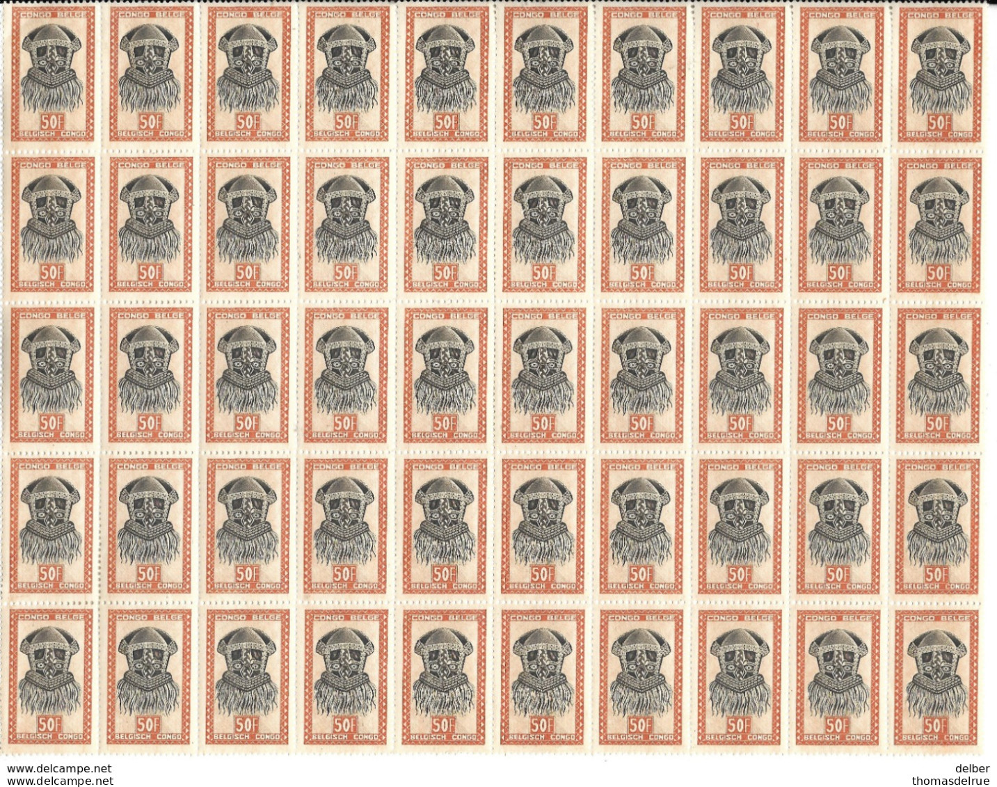 _Vb978C: N° 294: Zonder Bladboorden: 50 Zegels In Blok: Niet Geplooid: Postfris....met De Variéteit.... - Unused Stamps