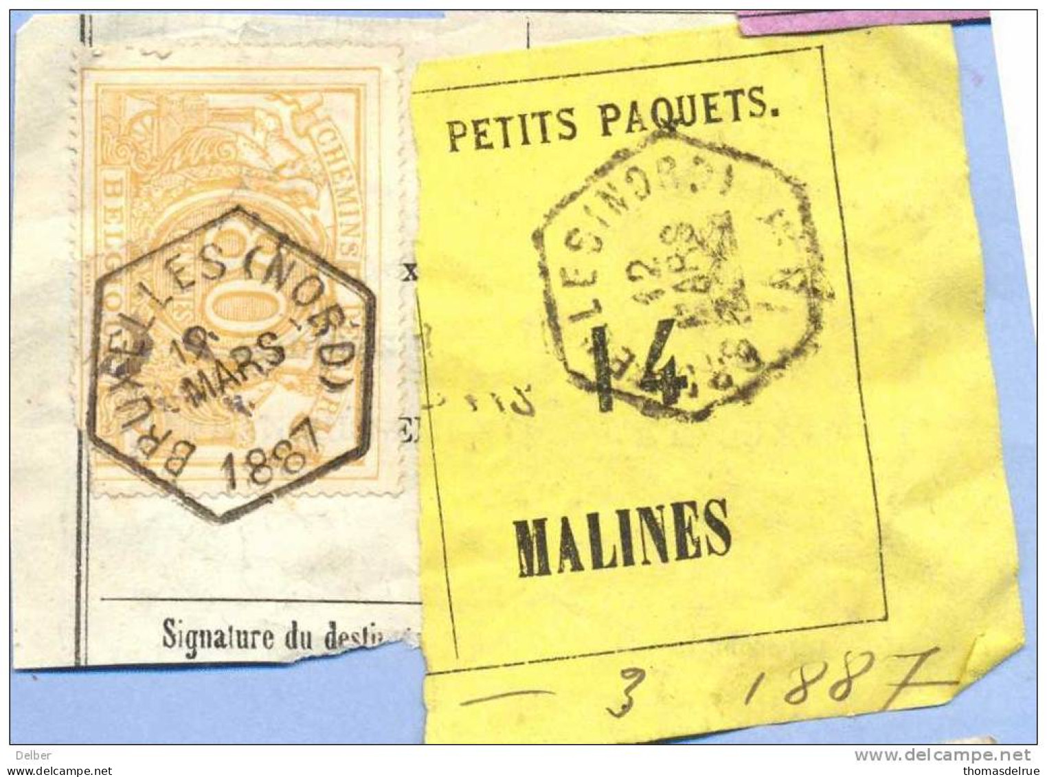 _V699: BRUXELLES(NORD) > MALINES: SP12/ Fragment Met " étiquette " PETITS PAQUETS: N° 14: Type Bb: - Documents & Fragments