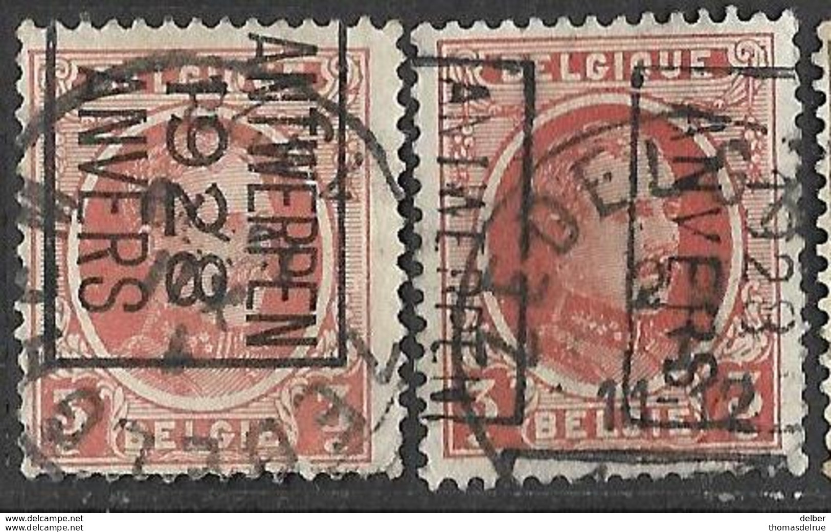 8S-091:  N° 185: ZEDELGHEM Op  ANTWERPEN 1928 ANVERS : B  : 2exempl. - Typografisch 1922-31 (Houyoux)