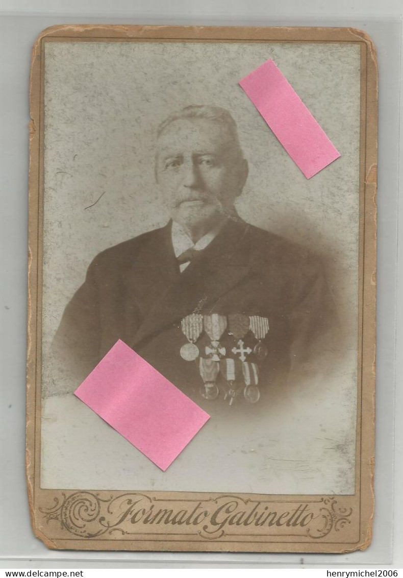 Photographie Colonel Nommé Avec Décoration Médaille Militaire Empire Légion D'honneur Photo Cabinet Florence Italie - Guerre, Militaire