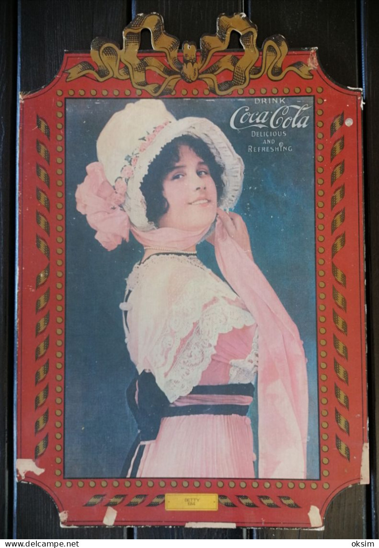 COCA COLA, BETTY 1914, Cardboard, 70x48 Cm - Poster & Plakate