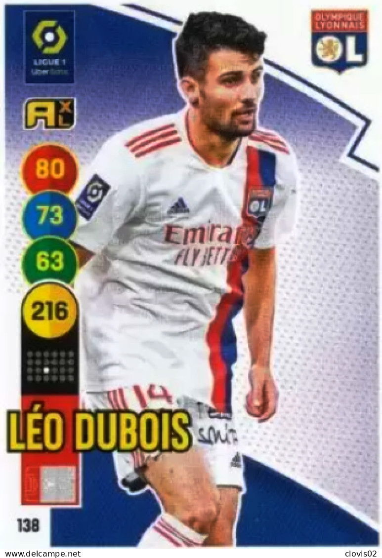 138 Leo Dubois - Olympique Lyonnais - Panini Adrenalyn XL LIGUE 1 - 2021-2022 Carte Football - Trading Cards