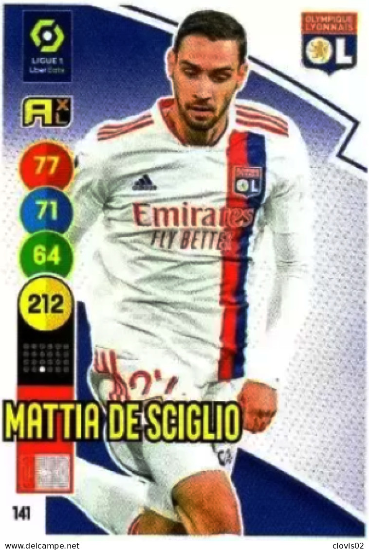 141 Mattia De Sciglio - Olympique Lyonnais - Panini Adrenalyn XL LIGUE 1 - 2021-2022 Carte Football - Trading Cards