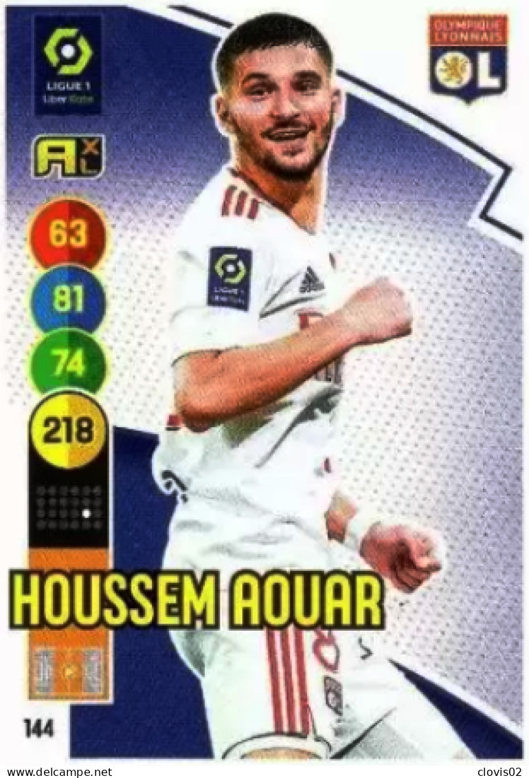 144 Houssem Aouar - Olympique Lyonnais - Panini Adrenalyn XL LIGUE 1 - 2021-2022 Carte Football - Trading Cards