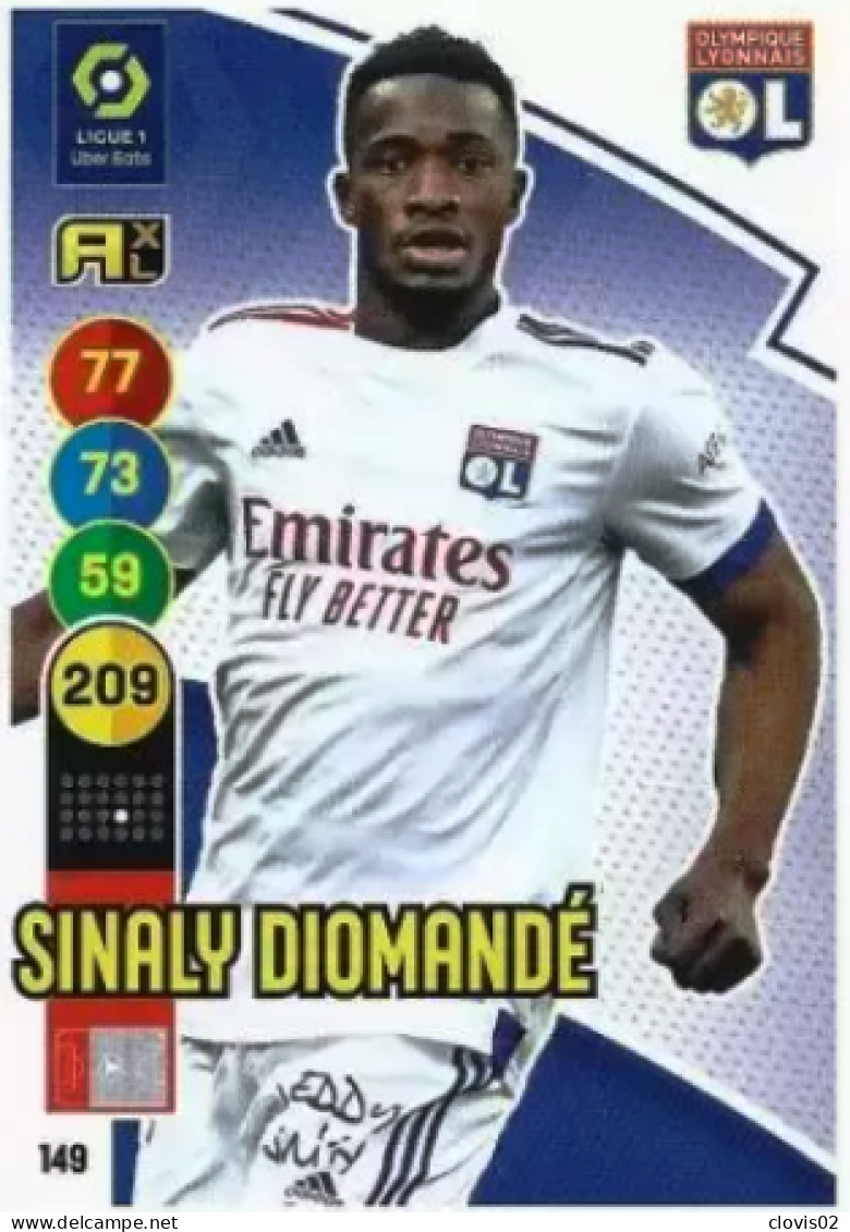 149 Sinaly Diomandé - Olympique Lyonnais - Panini Adrenalyn XL LIGUE 1 - 2021-2022 Carte Football - Trading Cards