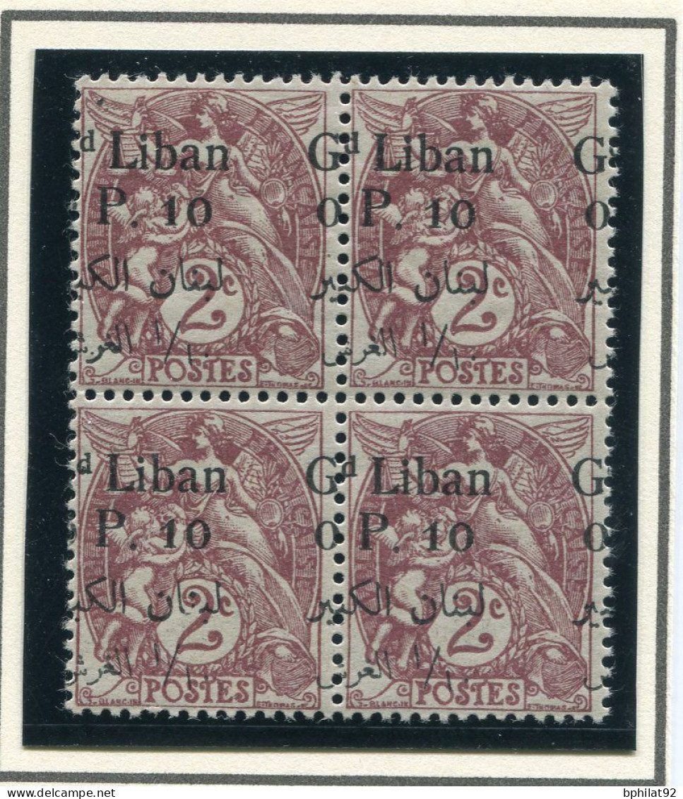 !!! GRAND LIBAN, BLOC DE 4 TYPES BLANCS SURCHARGES A CHEVAL NEUF ** - Unused Stamps