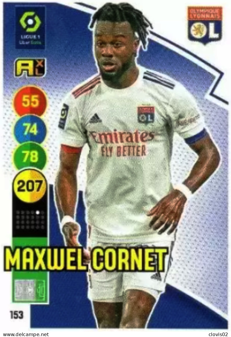 153 Maxwel Cornet - Olympique Lyonnais - Panini Adrenalyn XL LIGUE 1 - 2021-2022 Carte Football - Trading Cards