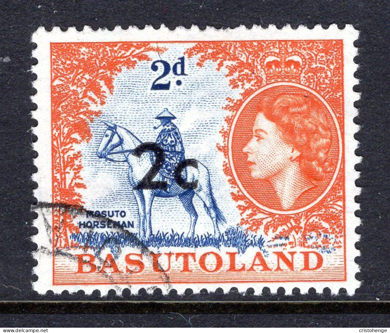 Basutoland 1961 Decimal Surcharges - 2c On 2d Mosuto Horseman Used (SG 60) - 1933-1964 Colonia Británica