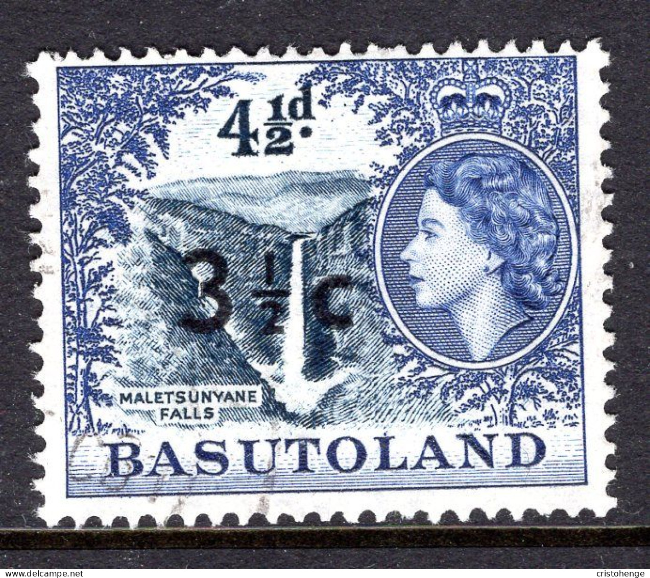 Basutoland 1961 Decimal Surcharges - 3½c On 4½d Maletsunyane Falls - Type I - Used (SG 62) - 1933-1964 Crown Colony