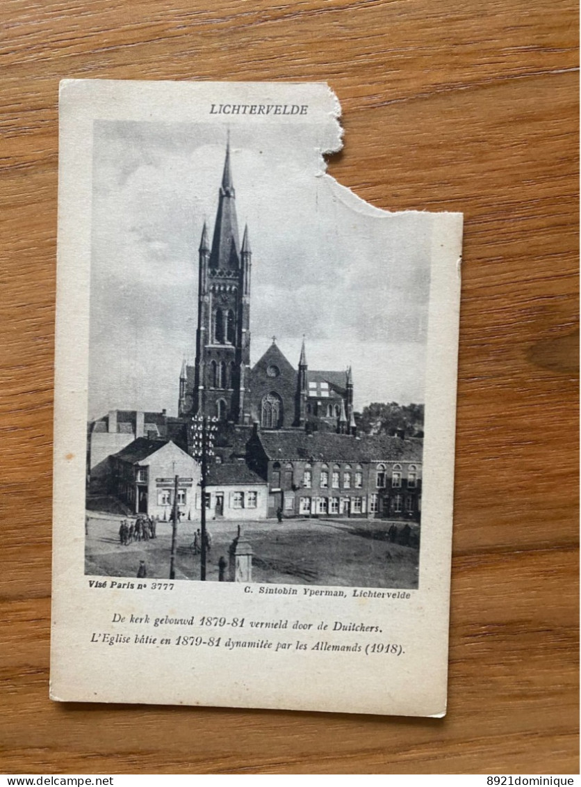 LICHTERVELDE DE KERK GEBOUWD IN 1879-81 VERNIELD DOOR DE DUITSCHERS - Beschadigd - Lichtervelde