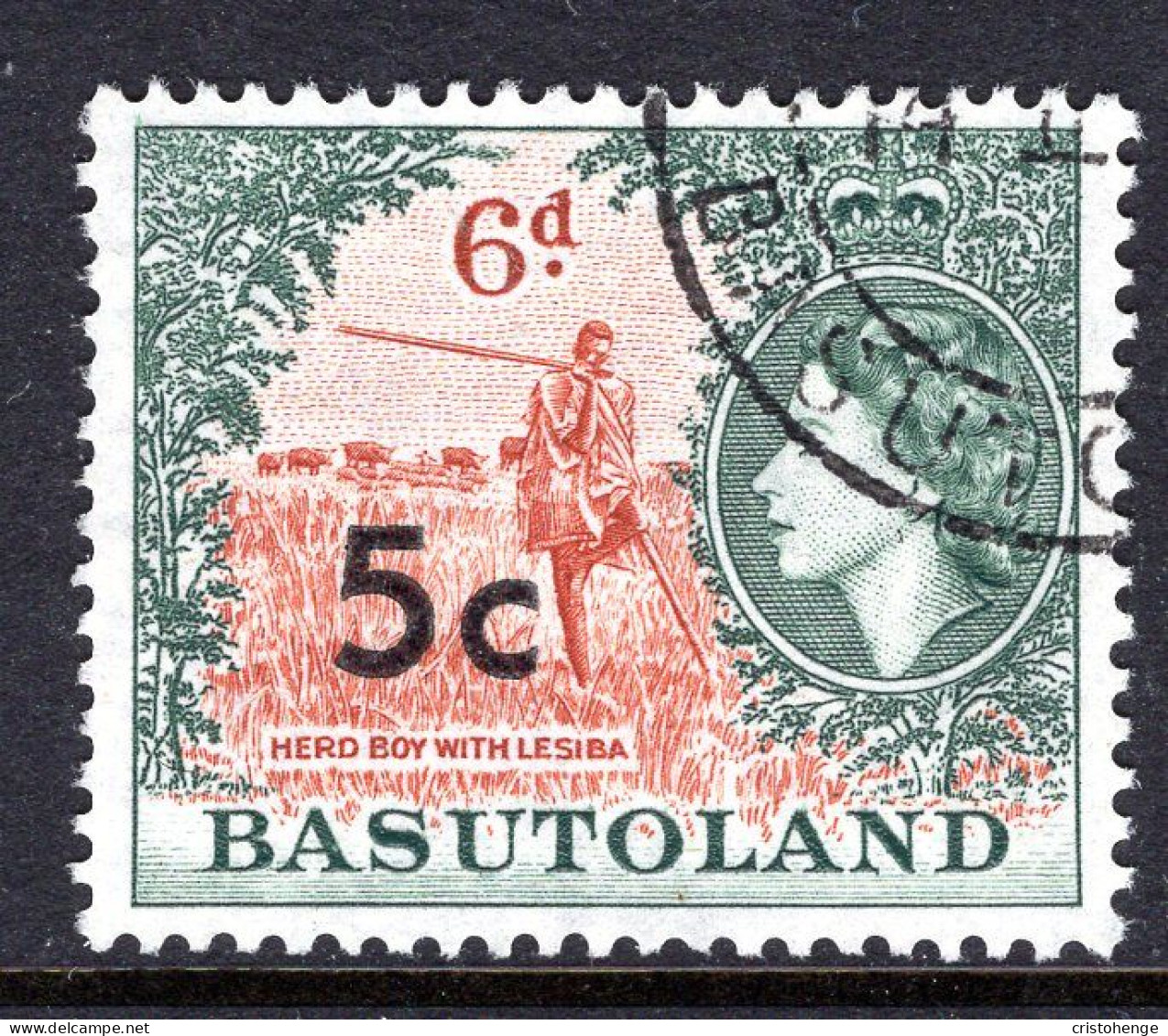 Basutoland 1961 Decimal Surcharges - 5c On 6d Herd Boy - Type I - Used (SG 63) - 1933-1964 Colonie Britannique