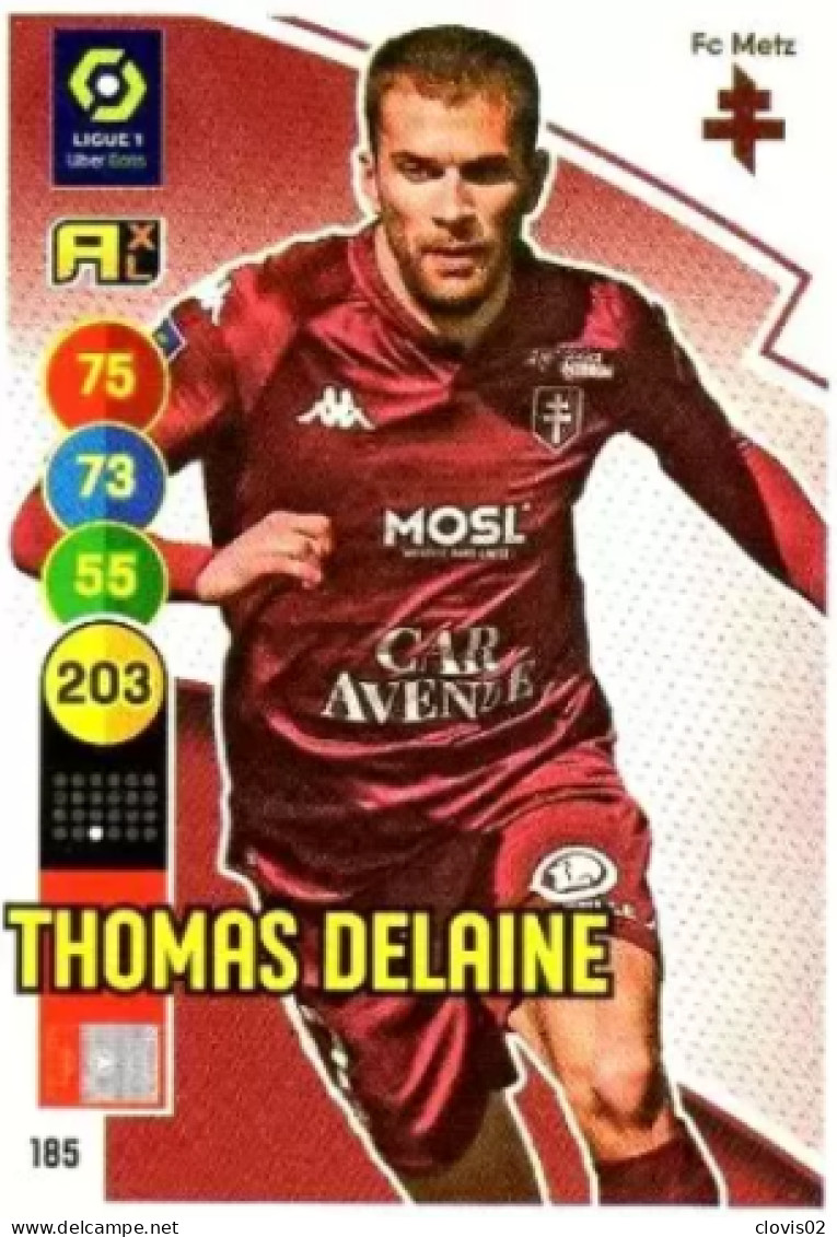 185 Thomas Delaine - FC Metz - Panini Adrenalyn XL LIGUE 1 - 2021-2022 Carte Football - Trading Cards