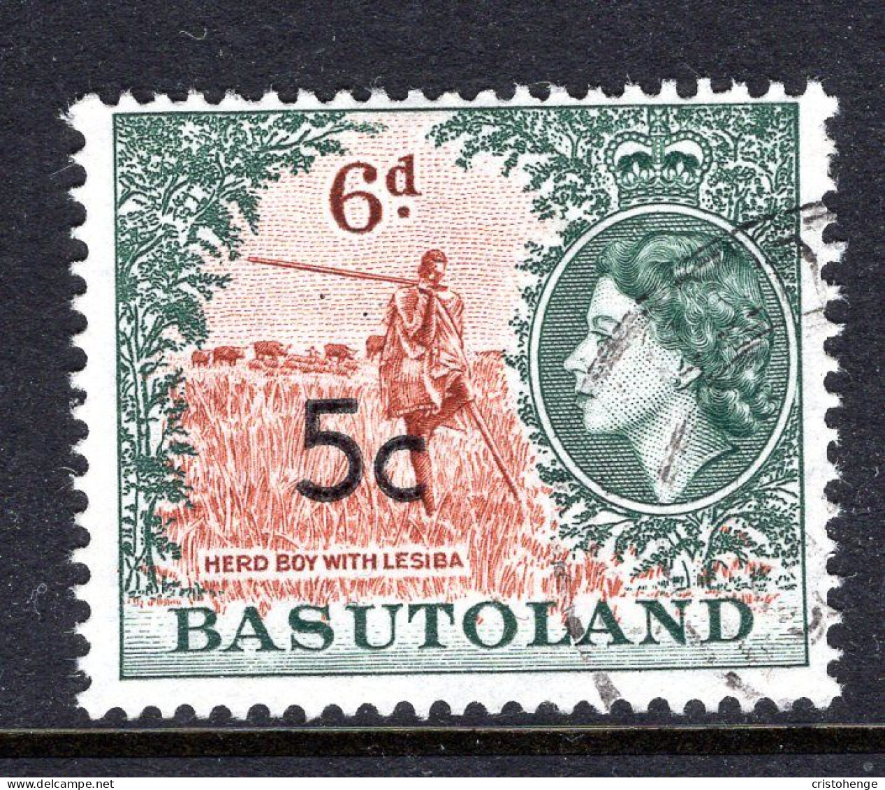 Basutoland 1961 Decimal Surcharges - 5c On 6d Herd Boy - Type II - Used (SG 63a) - 1933-1964 Crown Colony