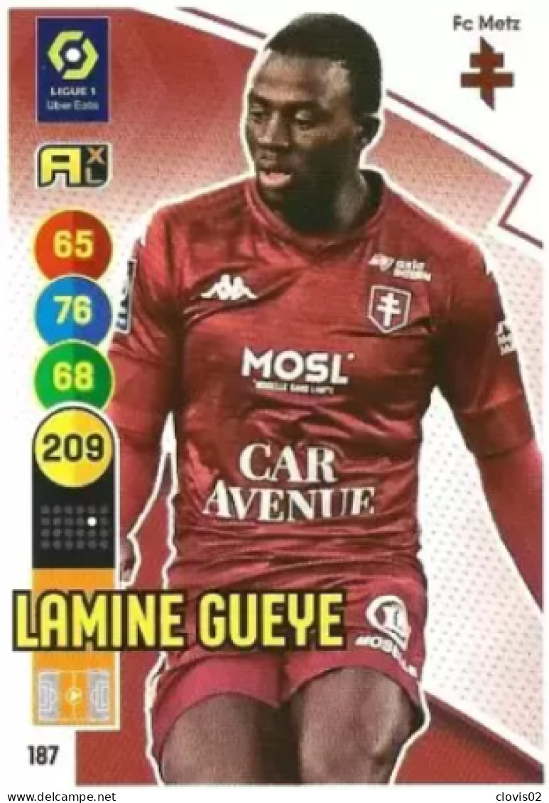 187 Lamine Gueye - FC Metz - Panini Adrenalyn XL LIGUE 1 - 2021-2022 Carte Football - Trading Cards