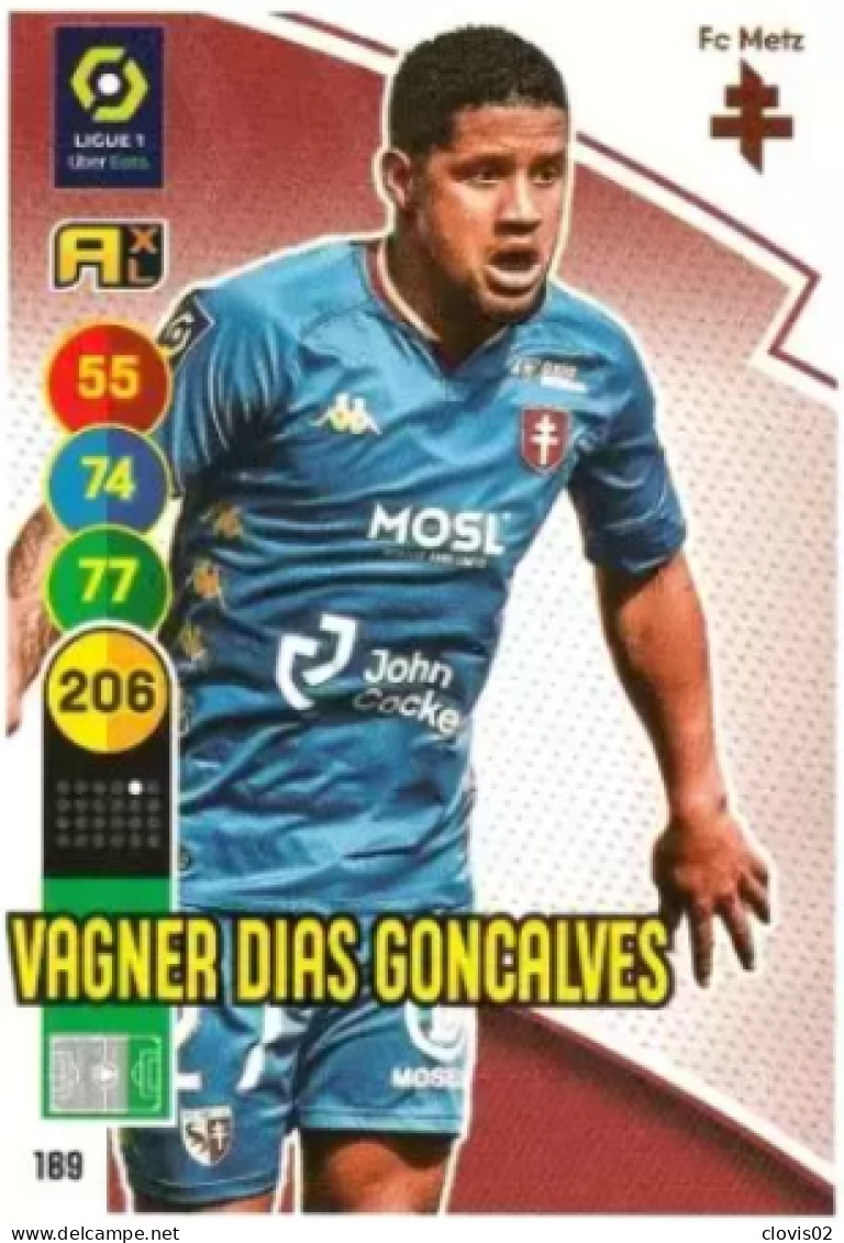 189 Vagner Dias Gonçalves - FC Metz - Panini Adrenalyn XL LIGUE 1 - 2021-2022 Carte Football - Trading Cards