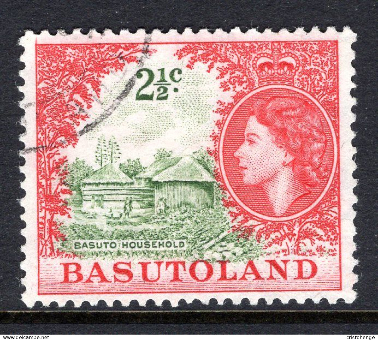 Basutoland 1961-63 Decimal Pictorials - 2½c Basuto Household Used (SG 72) - 1933-1964 Colonie Britannique