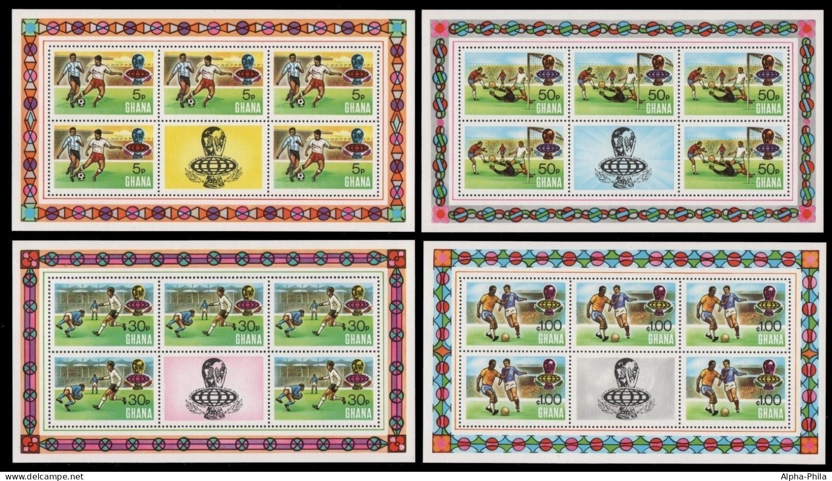 Ghana 1974 - Mi-Nr. 564-567 C ** - MNH - Kleinbogen - Fußball / Soccer, Football - Ghana (1957-...)