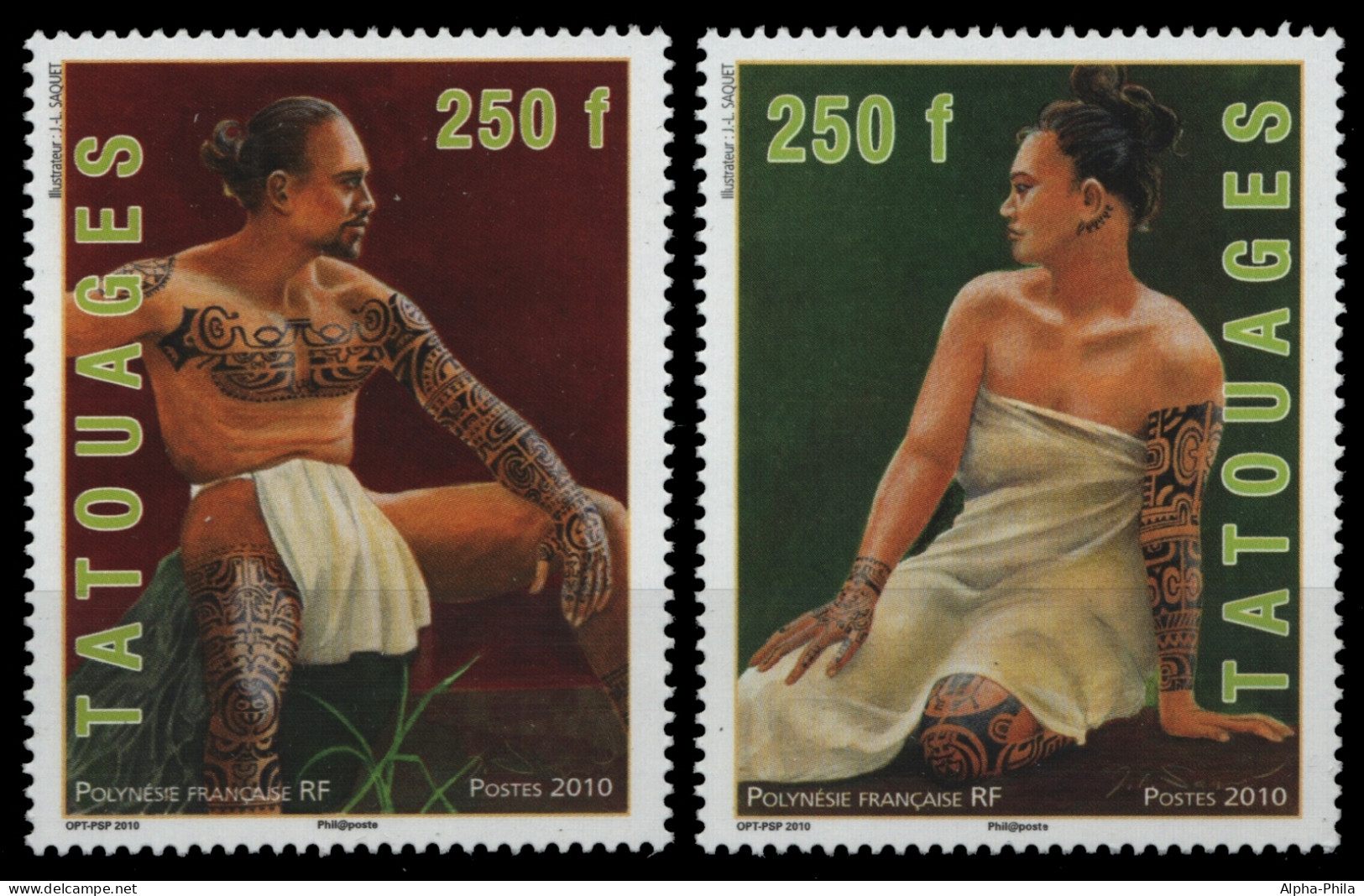 Franz. Polynesien 2010 - Mi-Nr. 1102-1103 ** - MNH - Tätowierungen - Neufs