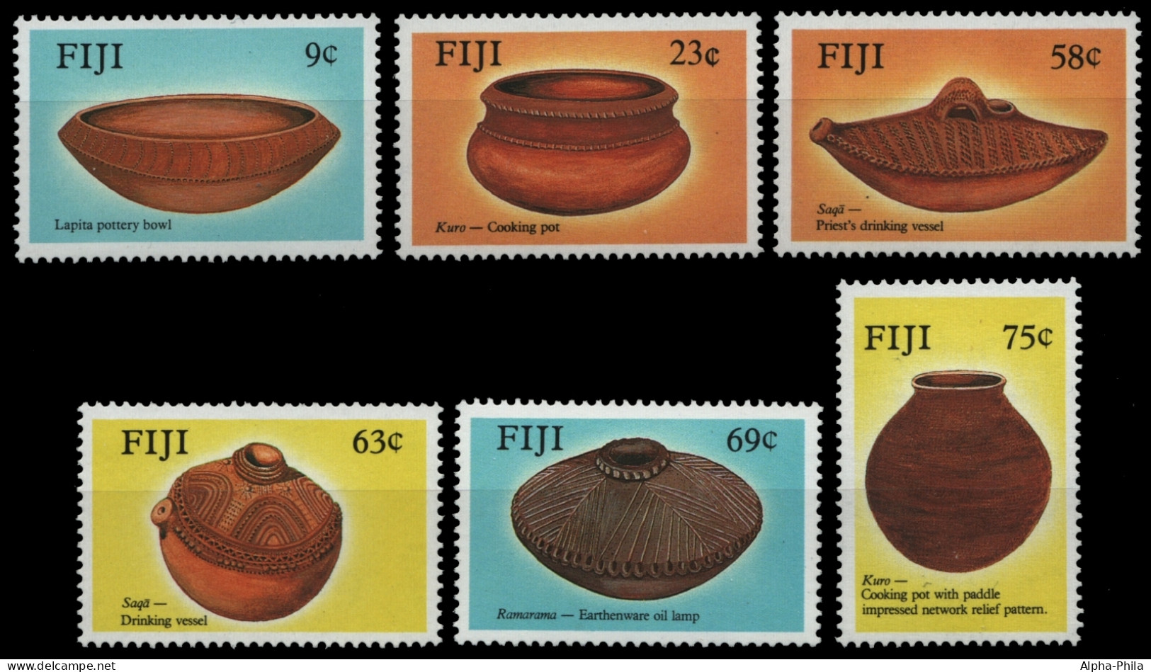 Fidschi 1988 - Mi-Nr. 580-585 ** - MNH - Keramiken - Fidji (1970-...)