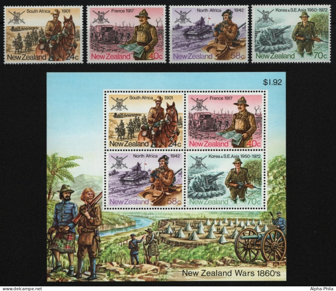 Neuseeland 1984 - Mi-Nr. 912-915 & Block 6 ** - MNH - Armee / Army - Ungebraucht