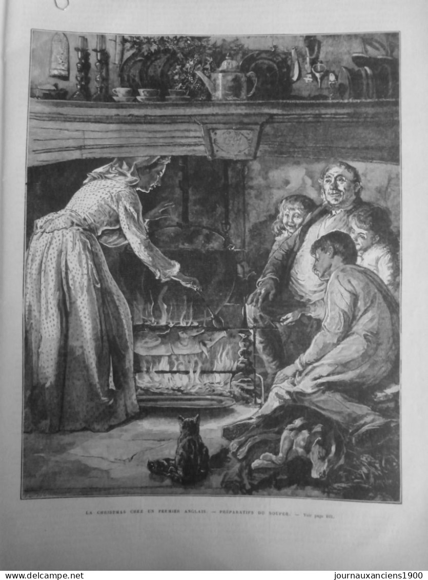 1881 NOEL ANGLAIS PREPARATIF SOUPER CHEMINEE CHAT CHIEN ENFAN  1 JOURNAL ANCIEN - Sin Clasificación