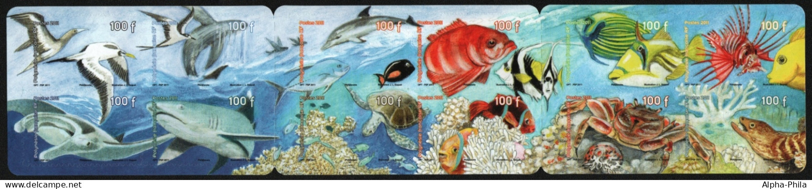 Franz. Polynesien 2011 - Mi-Nr. 1160-1171 ** - MNH - Heftchen - Fische / Fish - Booklets