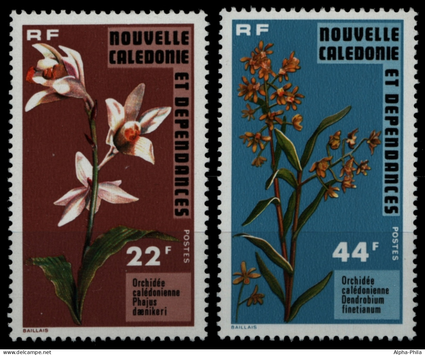 Neukaledonien 1977 - Mi-Nr. 593-594 ** - MNH - Orchideen / Orchids - Ongebruikt