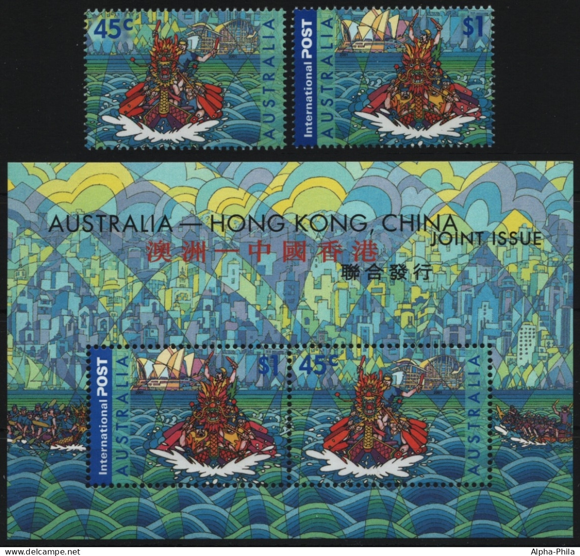 Australien 2001 - Mi-Nr. 2059-2060 & Block 41 ** - MNH - Drachenboote - Mint Stamps