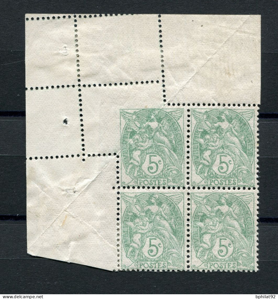 !!! BLOC DE 4 DU 5 C TYPE BLANC AVEC SPECTACULAIRE VARIETE DE PIQUAGE NEUF * - Unused Stamps