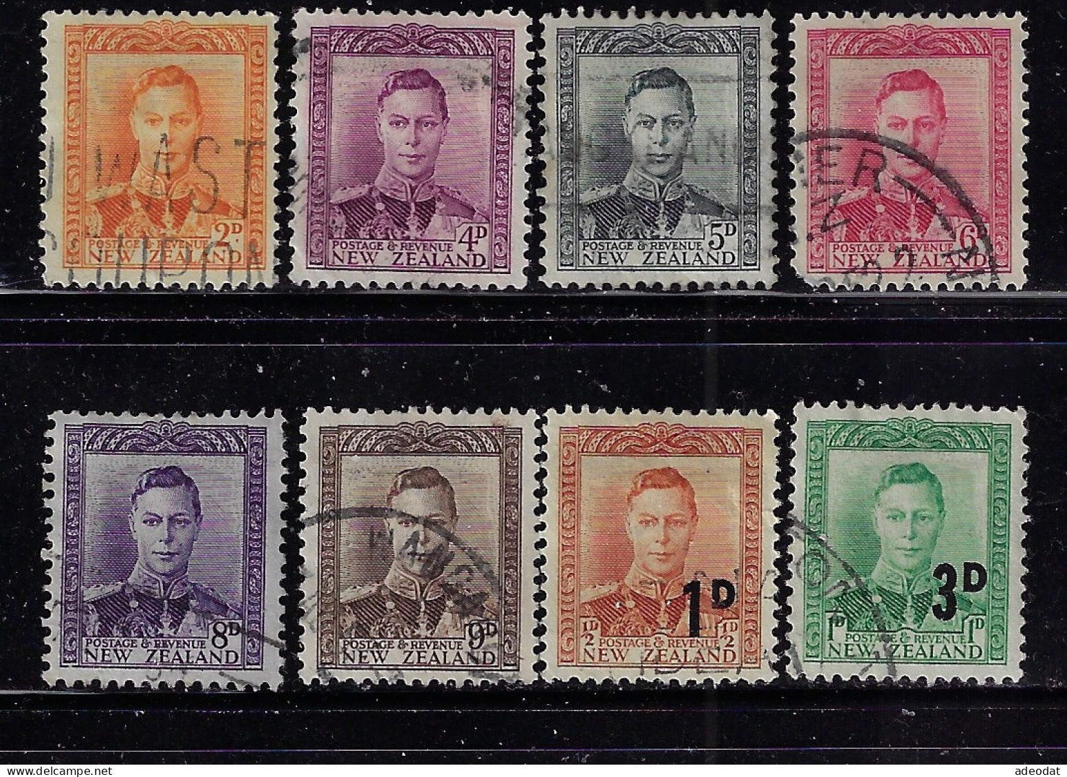 NEW ZEALAND 1947,1952,1953 GEORGE VI  SCOTT #258-264,279,285  USED - Used Stamps