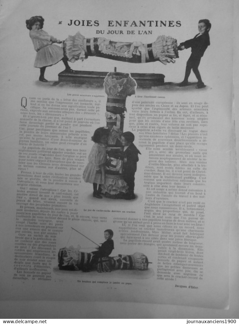 1909 NOEL JOUR DE L AN PAPILLOTE CRAKERS  1 JOURNAL ANCIEN - Non Classés