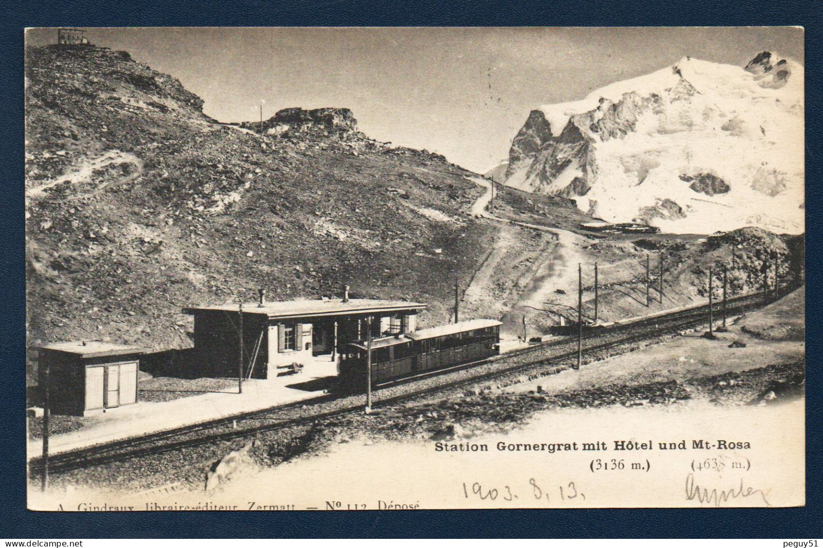 Valais. Zermatt. Gare De Gornergrat (3136 M) Avec Hôtel Et Mont-Rose (4638). 1903 - Zermatt