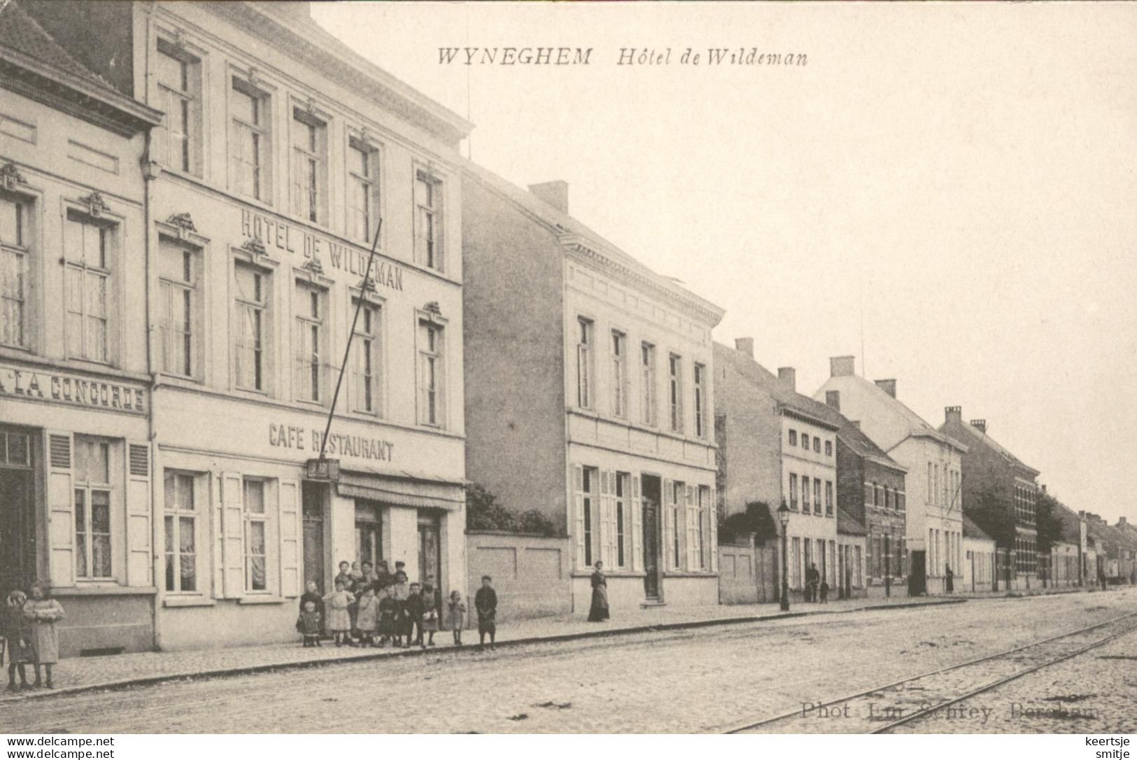WIJNEGEM CA. 1910 HOTEL DE WILDEMAN CAFÉ RESTAURANT ERNAAST LA CONCORDE - KLEINE ANIMATIE - SCHREY BERCHEM - Wijnegem