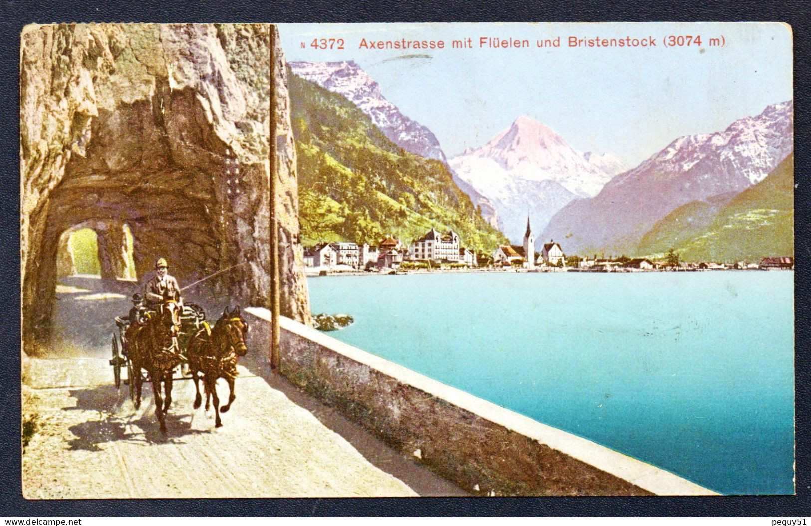 Uri. Axenstrasse. Lac Des 4 Cantons, Flüelen Et Bristenstock (3074 M). Diligence. 1913 - Flüelen