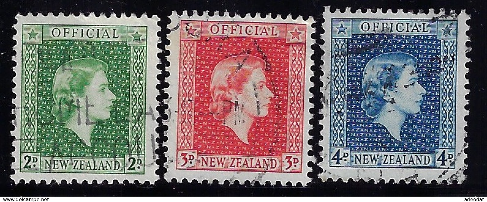 NEW ZEALAND 1954 0FFICIAL STAMPS  SCOTT #O102-O104 USED - Oficiales