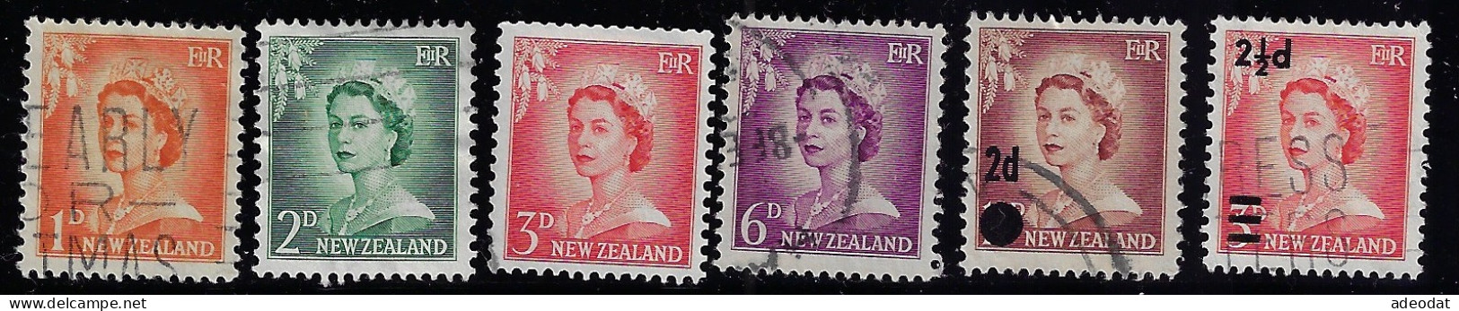 NEW ZEALAND 1955-1961  SCOTT #306,308,309,311,319,354 USED - Used Stamps